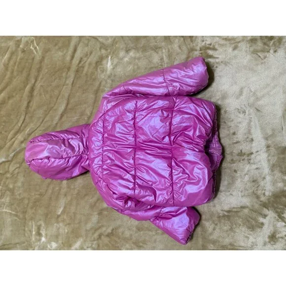 Bearpaw Girls 4T Pink Hooded Puffer Coat Fleece Lined Winter Jacket - Picture 2 of 9